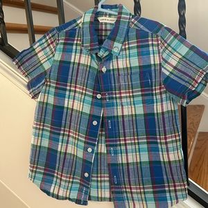 Janie and Jack short sleeve plaid button-down shirt